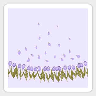 Violet tulips on lilac background Sticker
